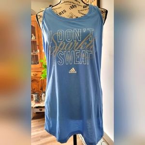 adidas Women’s Light Blue Graphic Tank - I Don't Sparkle, I Sweat